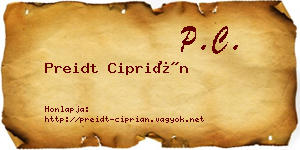 Preidt Ciprián névjegykártya